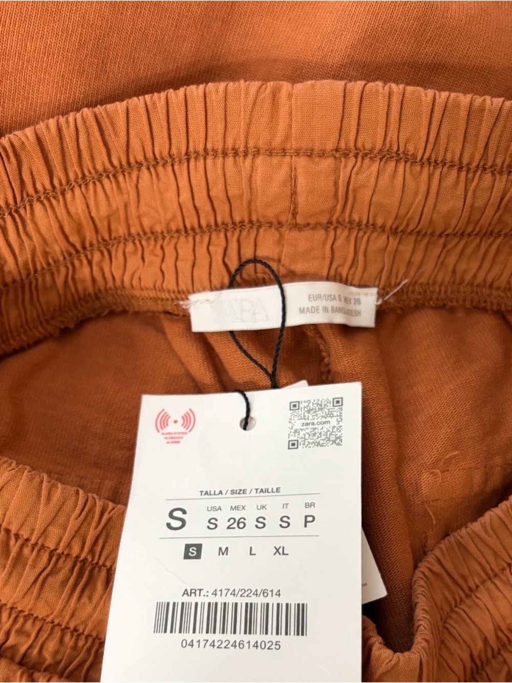 Zara Washed-Effect Cargo Pants Burnt Orange Size Small - Picture 6 of 11